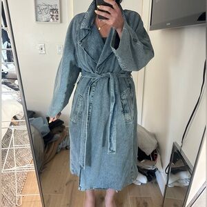 Denim Belted Trench Coat